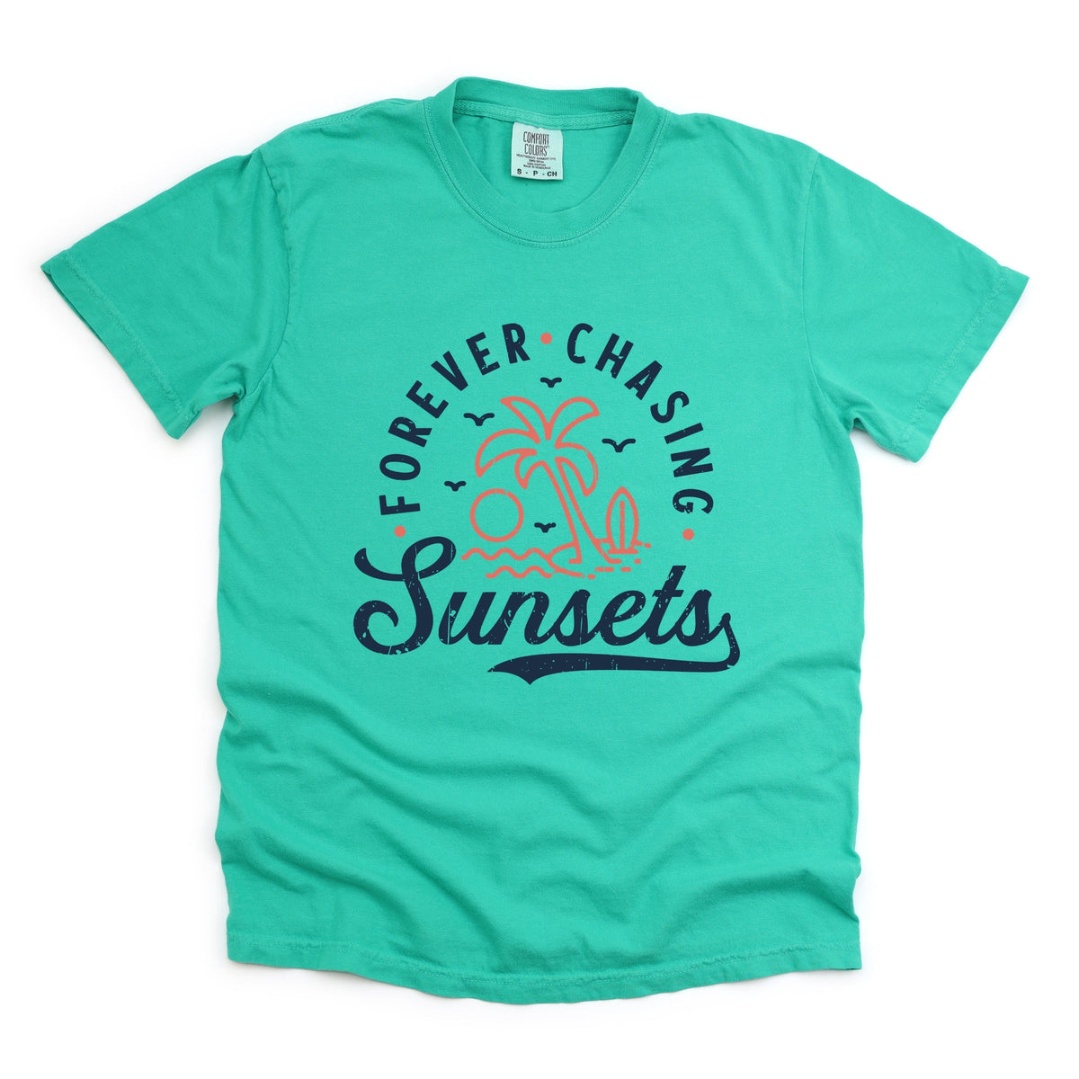 Forever Chasing Sunsets Palm Tree - Women's Garment Dyed Graphic T-Shirt