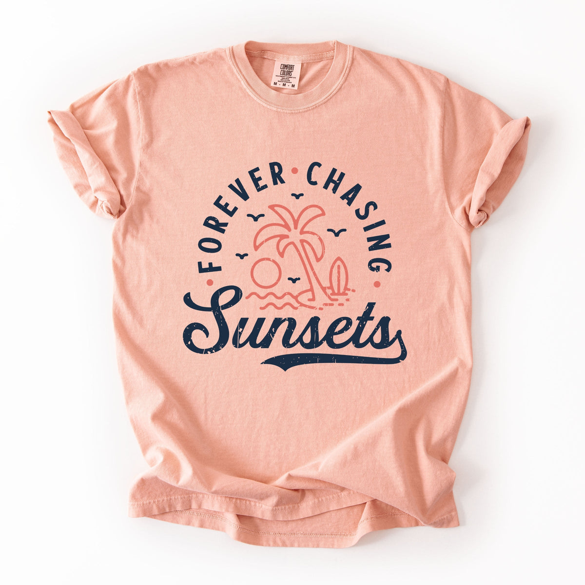 Forever Chasing Sunsets Palm Tree - Women's Garment Dyed Graphic T-Shirt