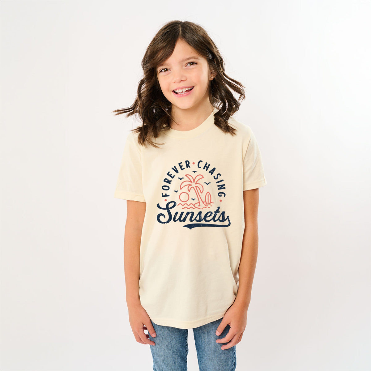 Forever Chasing Sunsets Palm Tree - Youth Short Sleeve Graphic T-Shirt