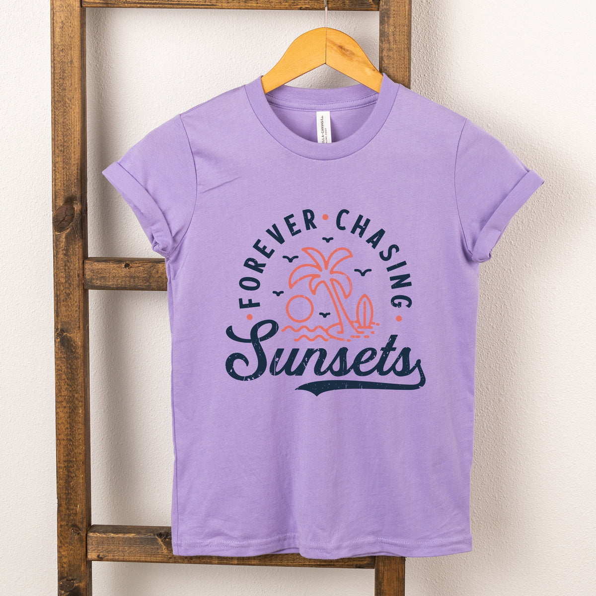 Forever Chasing Sunsets Palm Tree - Youth Short Sleeve Graphic T-Shirt