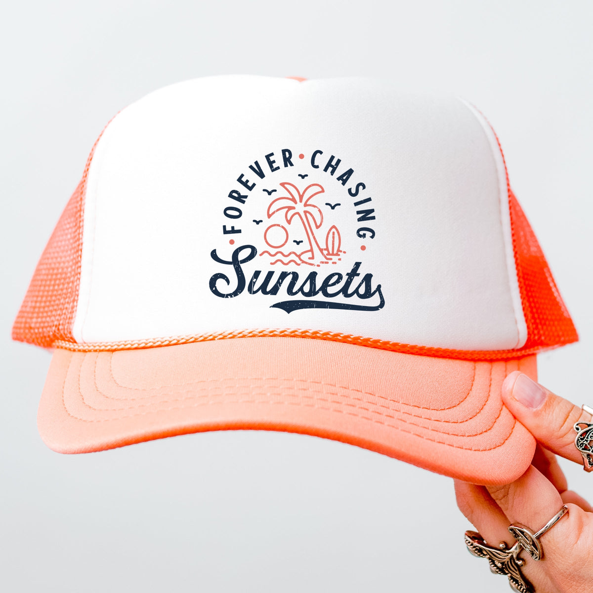 Forever Chasing Sunsets Palm Tree - Youth Graphic Foam Trucker Hat