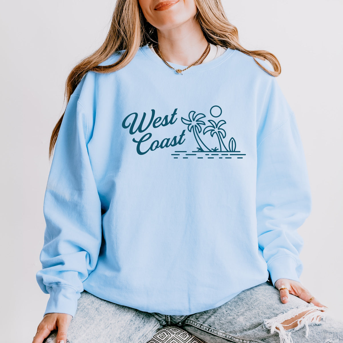West Coast Palm Trees - Women's Lightweight Garment Dyed Sweatshirt
