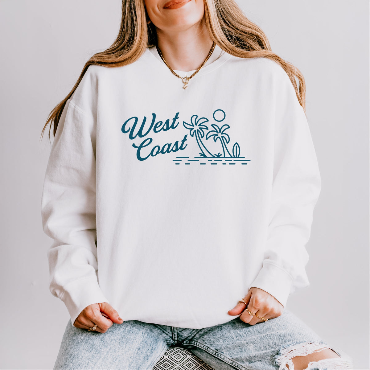 West Coast Palm Trees - Women's Lightweight Garment Dyed Sweatshirt