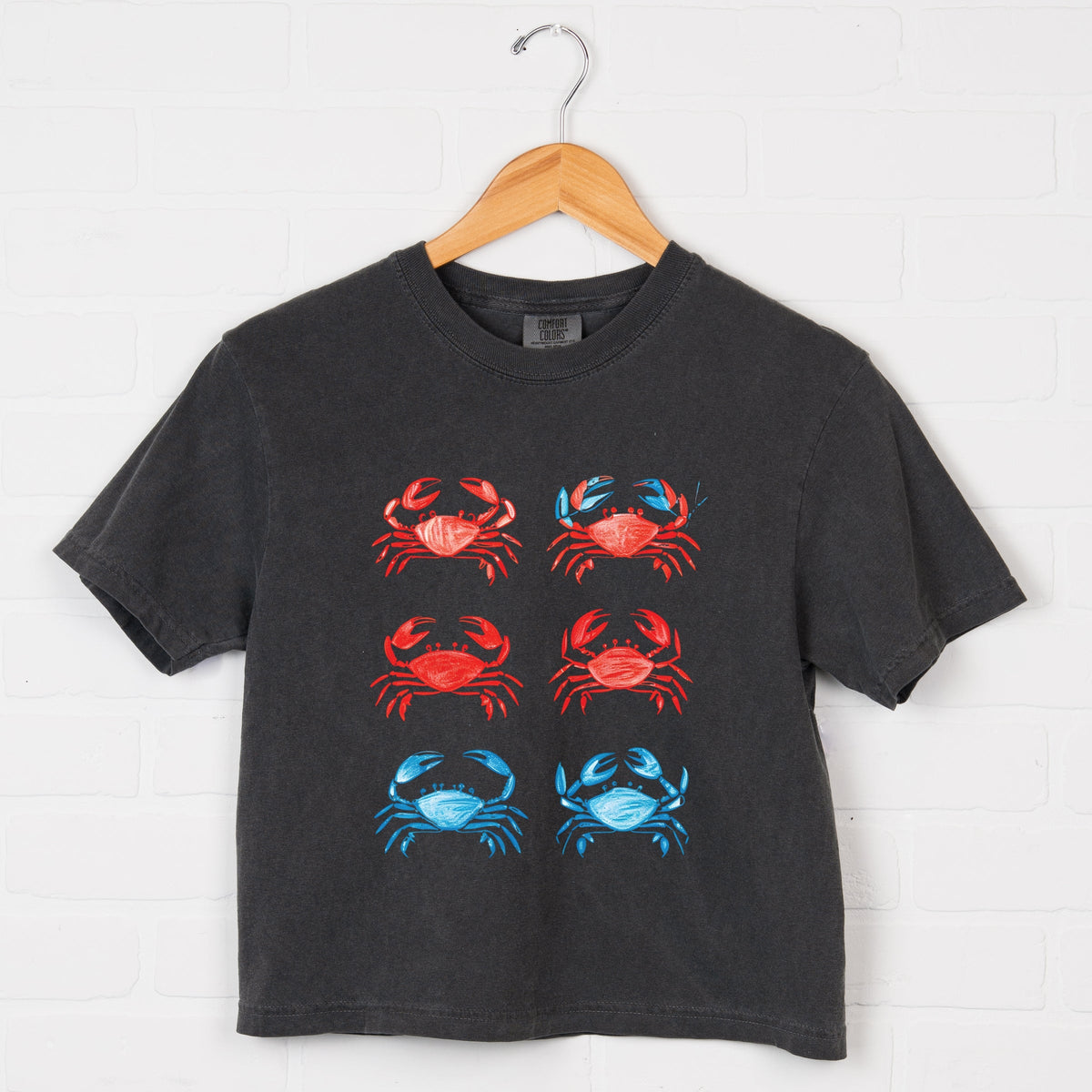 Six Crabs Sketched - Women's Boxy Crop Top Graphic T-Shirt