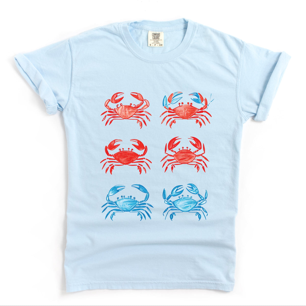 Six Crabs Sketched - Women's Garment Dyed Graphic T-Shirt