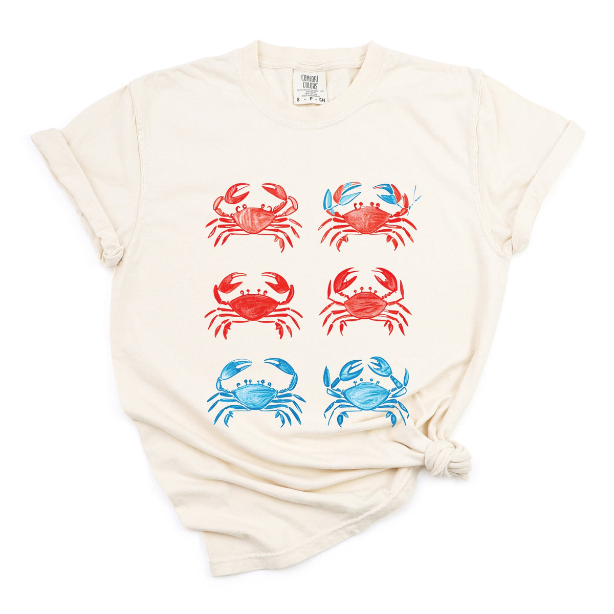 Six Crabs Sketched - Women's Garment Dyed Graphic T-Shirt