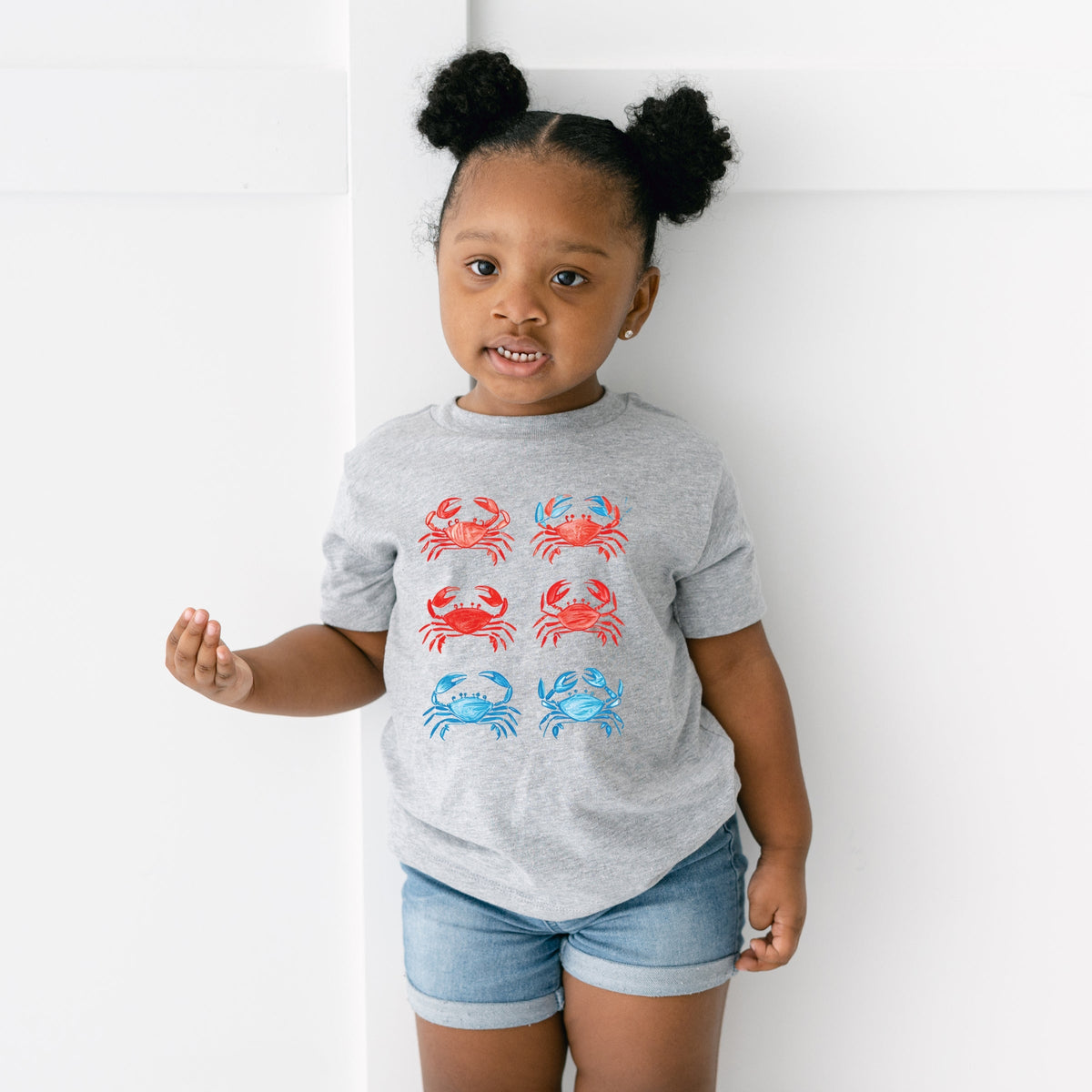 Six Crabs Sketched - Toddler Short Sleeve Graphic T-Shirt