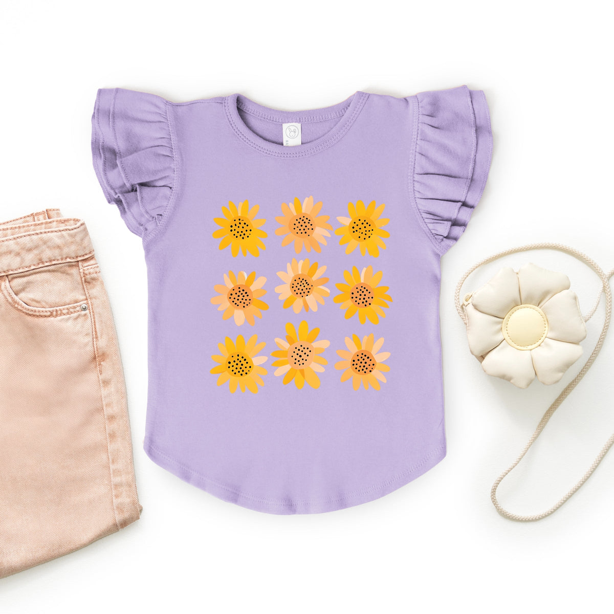 Sunflowers Stacked - Flutter Sleeve Graphic T-Shirt