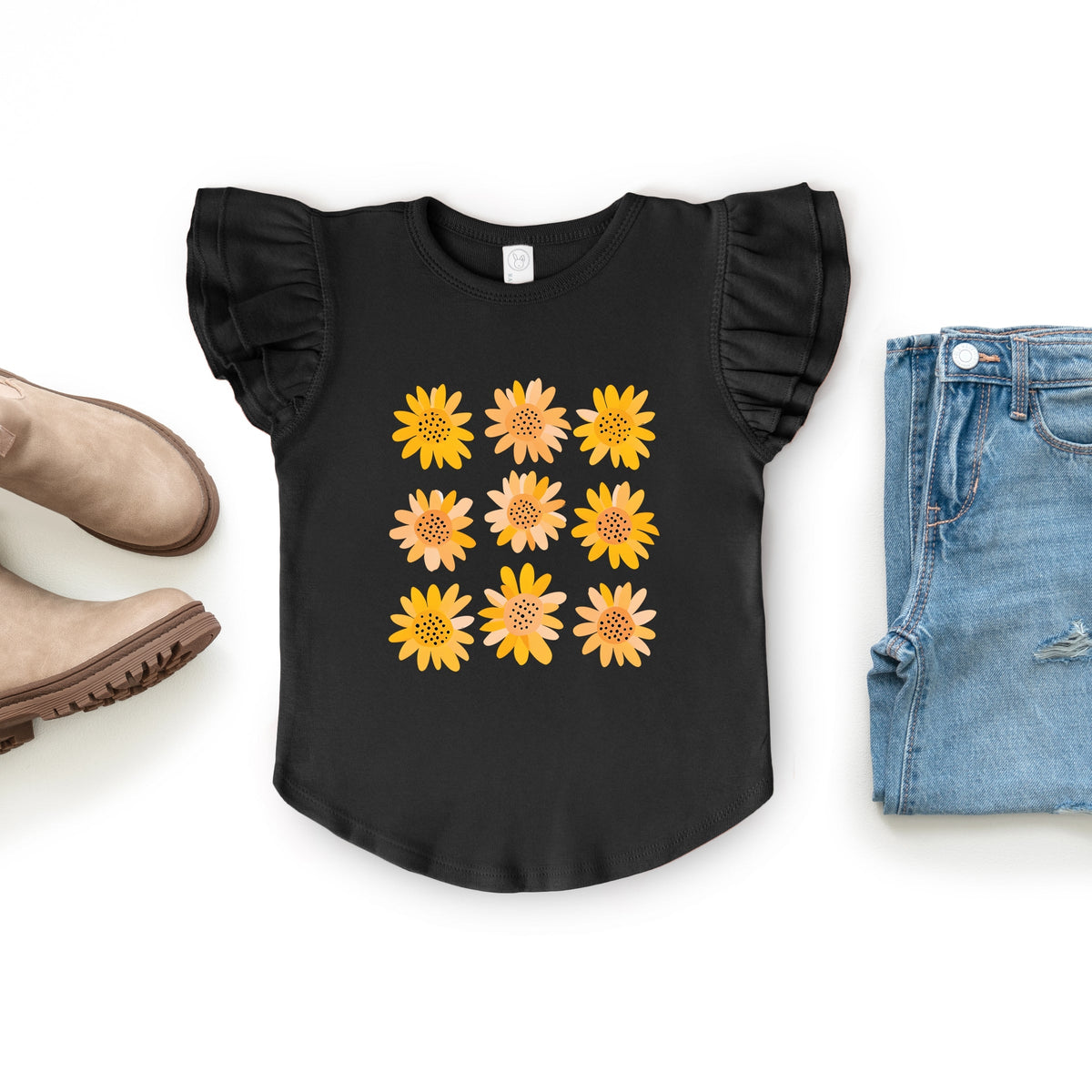 Sunflowers Stacked - Flutter Sleeve Graphic T-Shirt