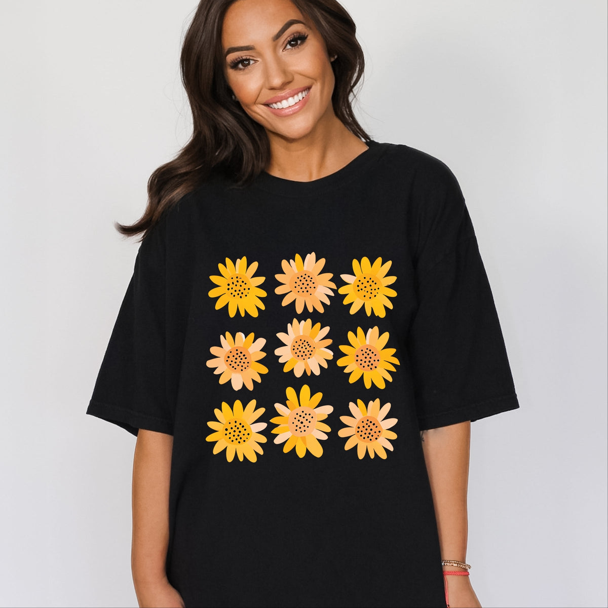 Sunflowers Stacked - Women's Garment Dyed Graphic T-Shirt