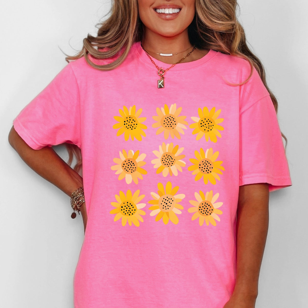 Sunflowers Stacked - Women's Garment Dyed Graphic T-Shirt