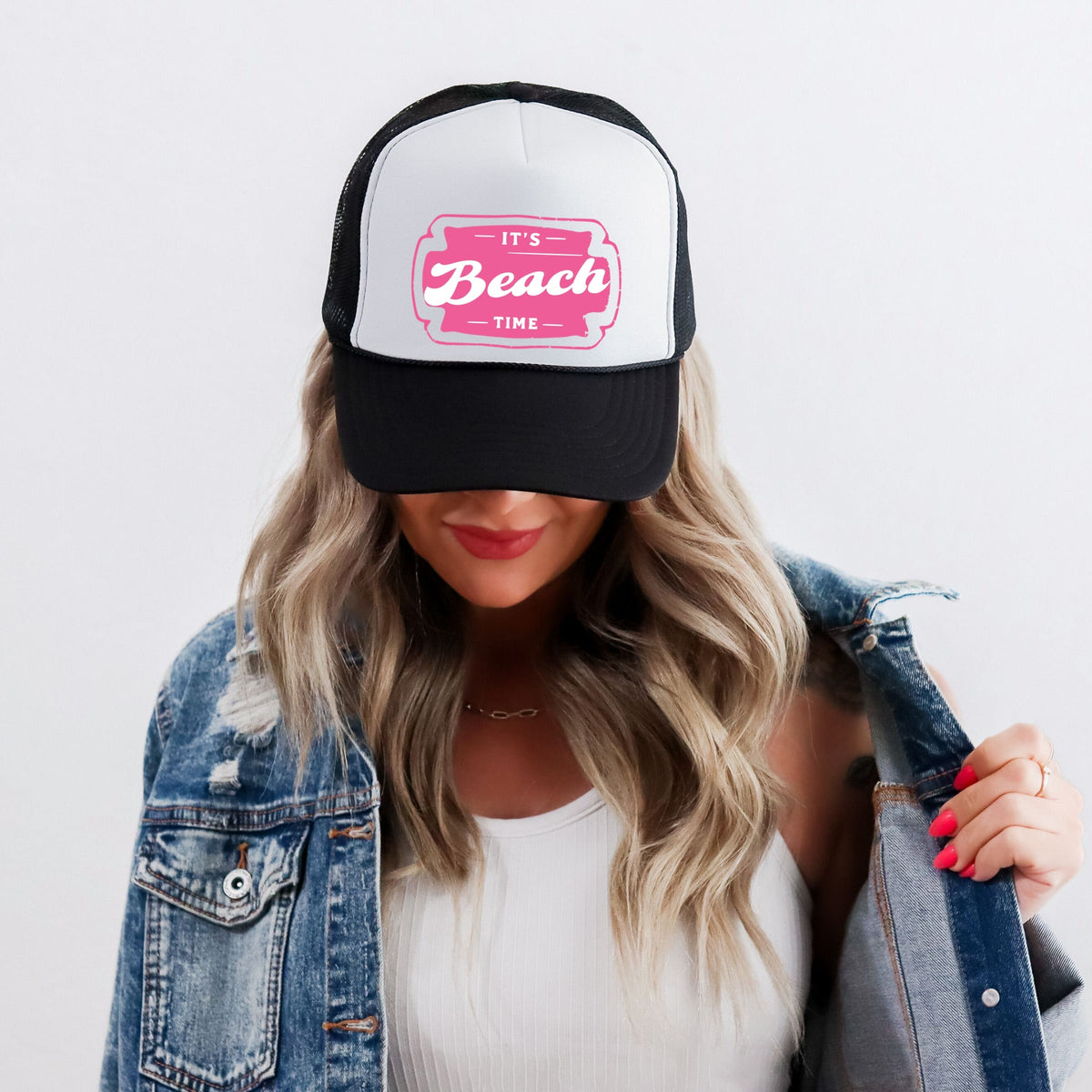 It's Beach Time Pink - Women's Graphic Foam Trucker Hat
