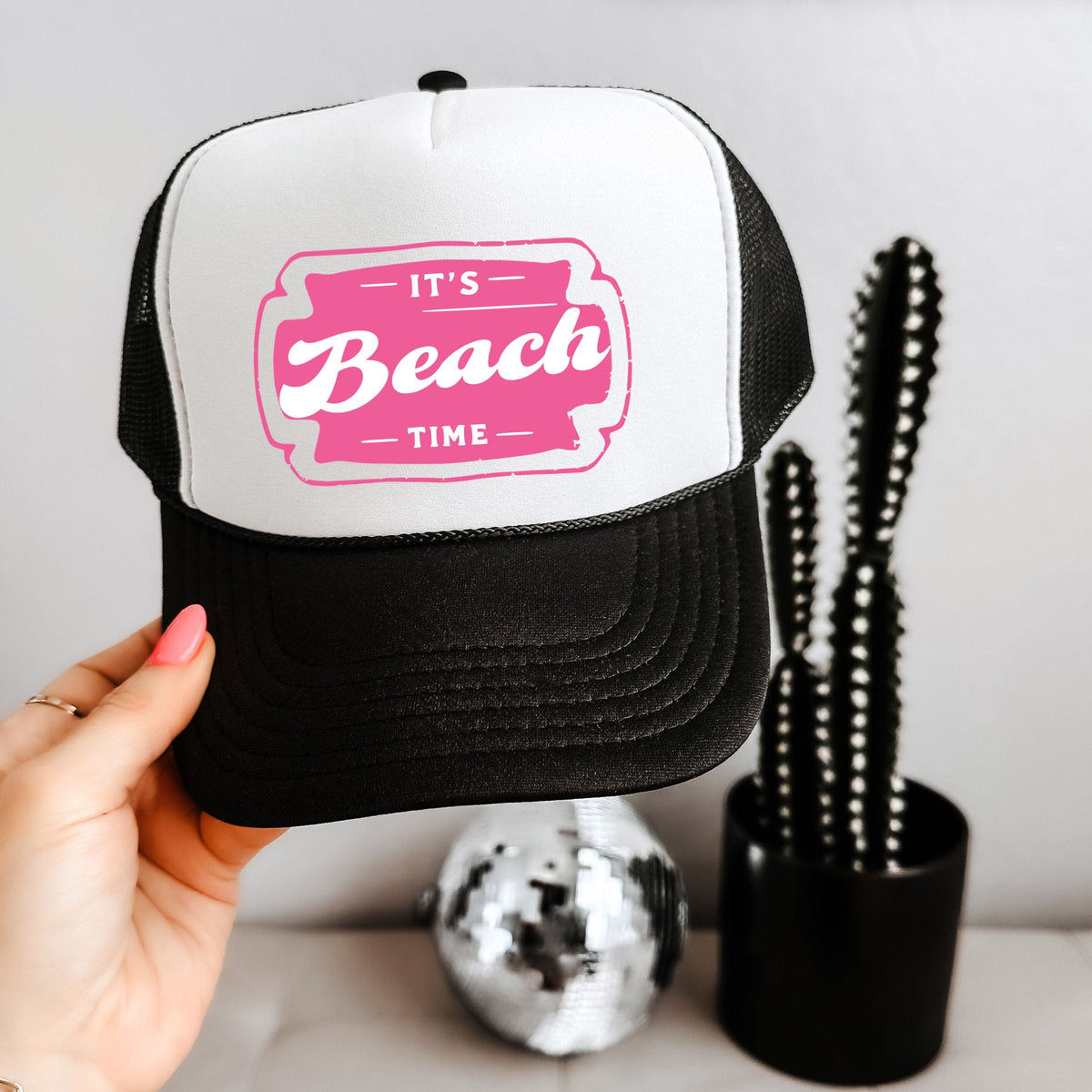 It's Beach Time Pink - Youth Graphic Foam Trucker Hat