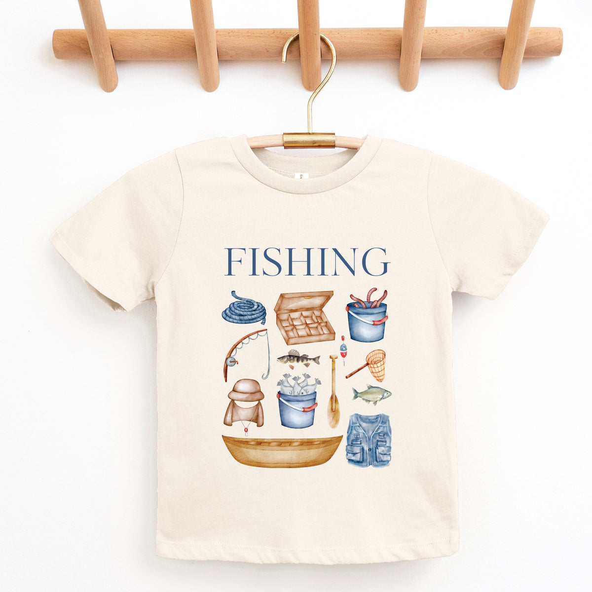 Fishing Watercolor Collage - Youth Short Sleeve Graphic T-Shirt