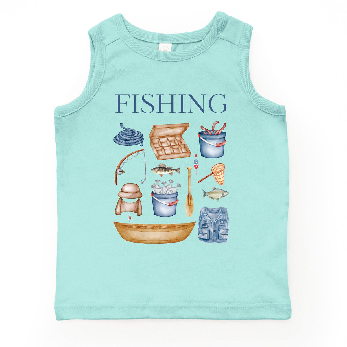Fishing Watercolor Collage - Youth Tank Top