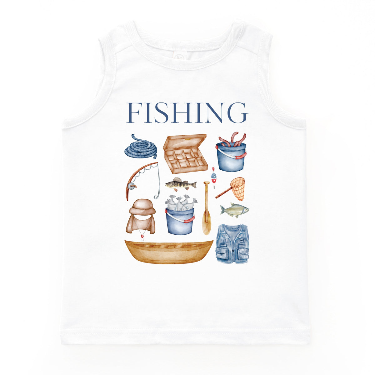 Fishing Watercolor Collage - Youth Tank Top