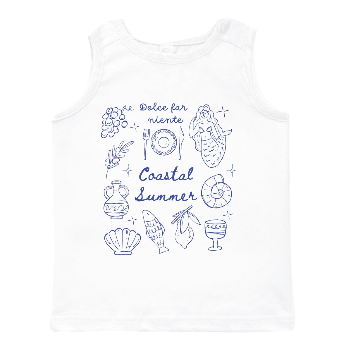 Coastal Summer Sketched Outline - Toddler Graphic Tank