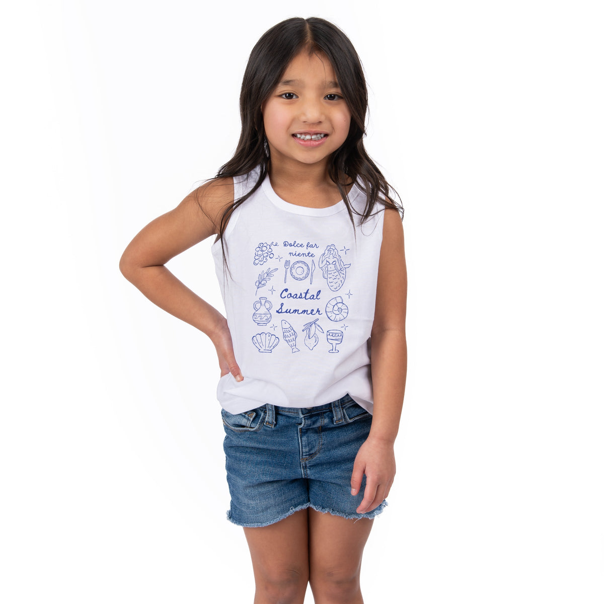 Coastal Summer Sketched Outline - Toddler Graphic Tank