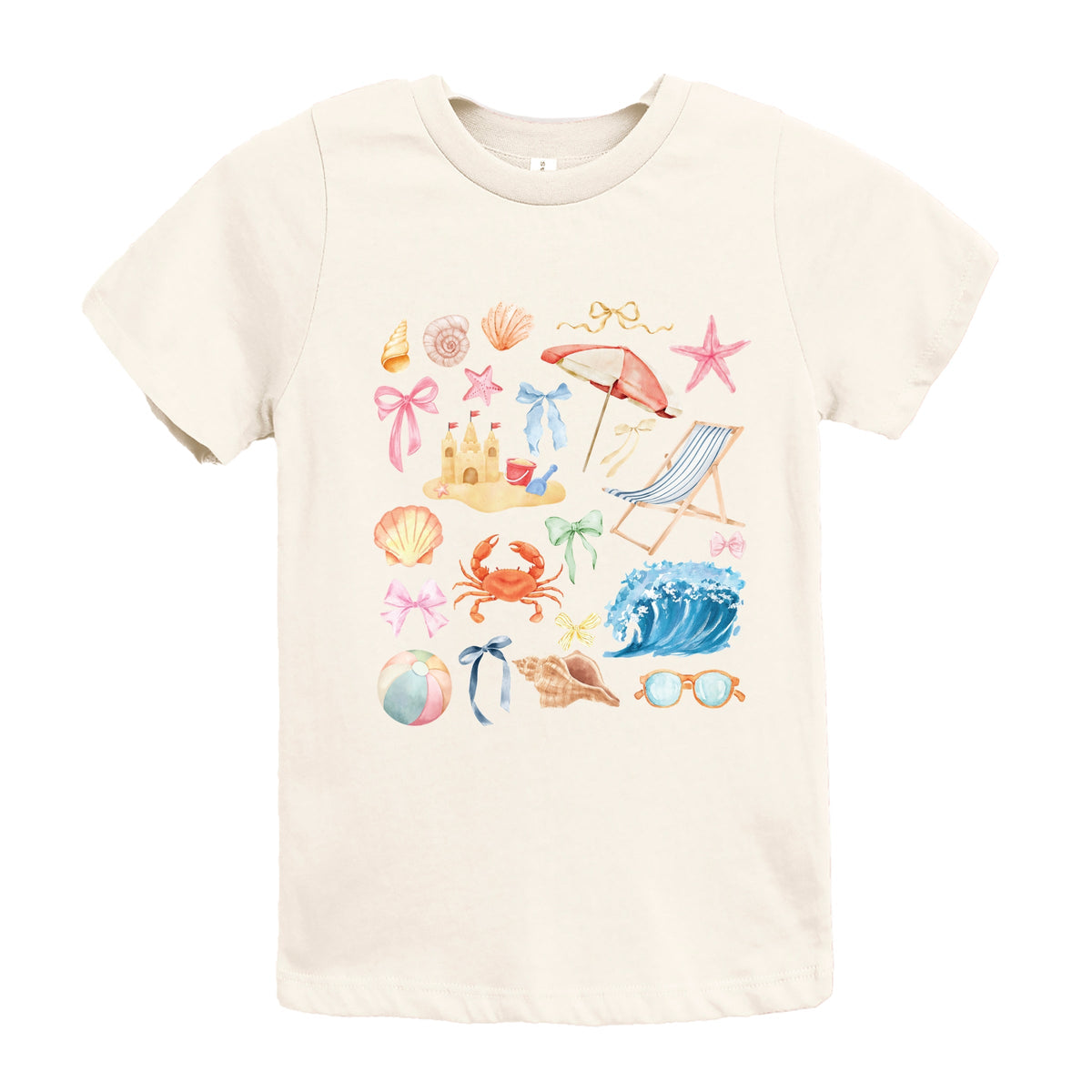 Beach Collage Watercolor - Youth Short Sleeve Graphic T-Shirt