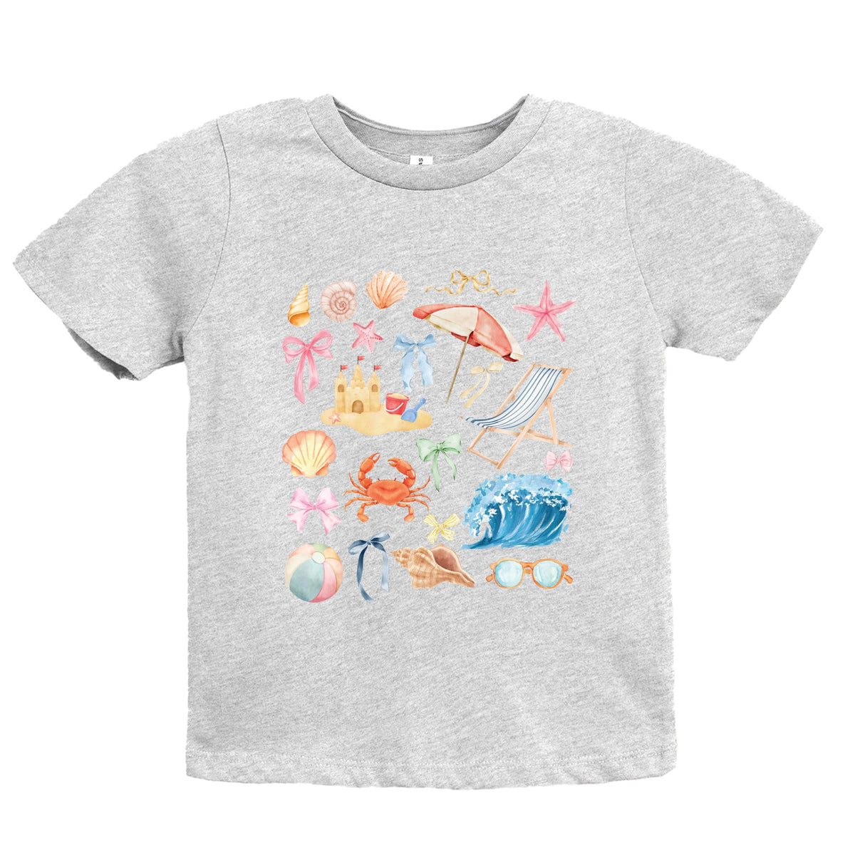 Beach Collage Watercolor - Youth Short Sleeve Graphic T-Shirt