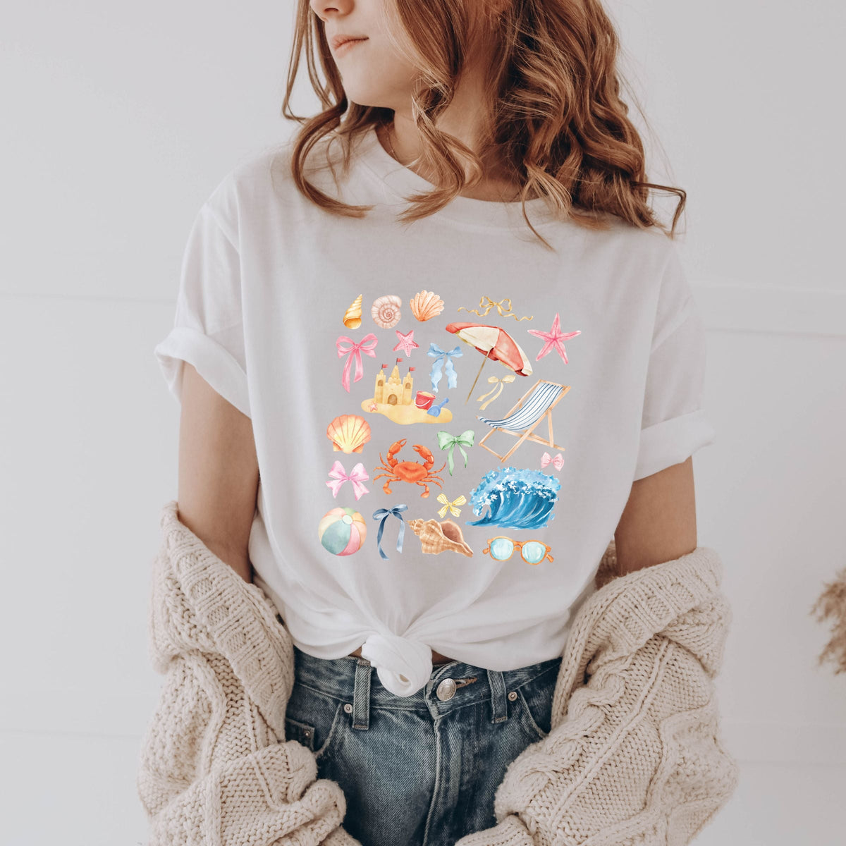 Beach Collage Watercolor - Youth Short Sleeve Graphic T-Shirt