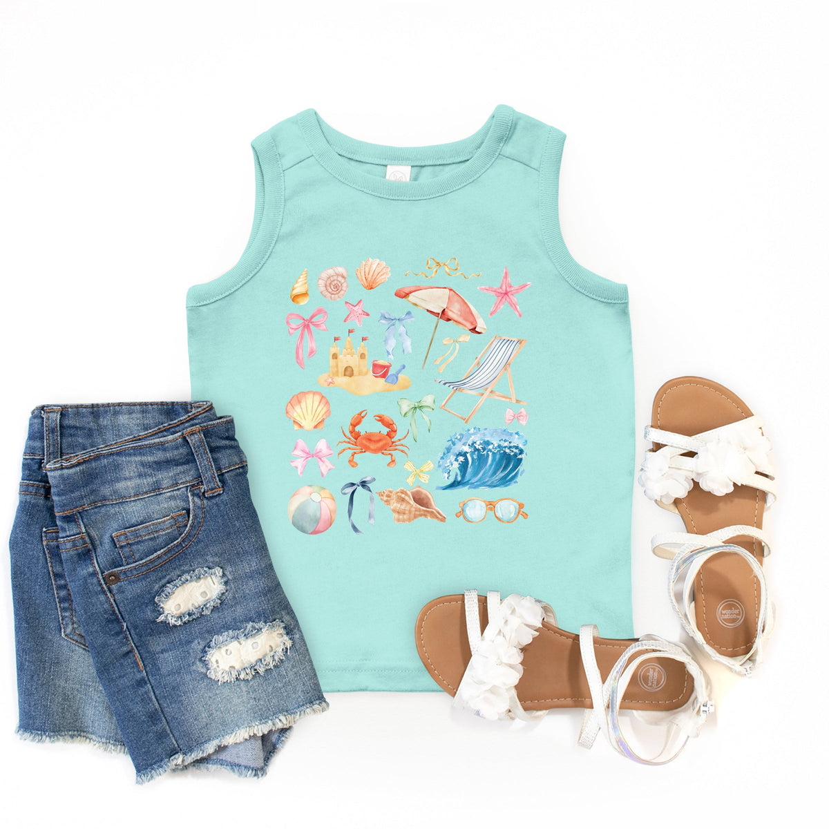 Beach Collage Watercolor - Youth Tank Top