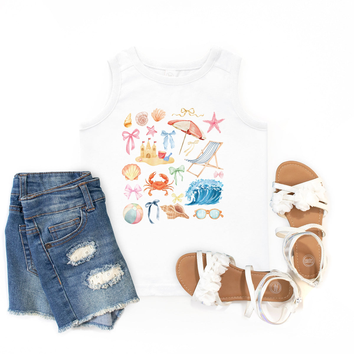 Beach Collage Watercolor - Youth Tank Top