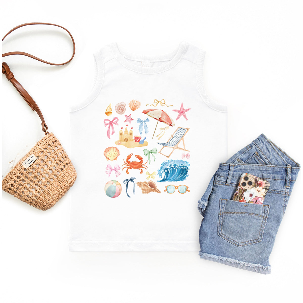 Beach Collage Watercolor - Youth Tank Top
