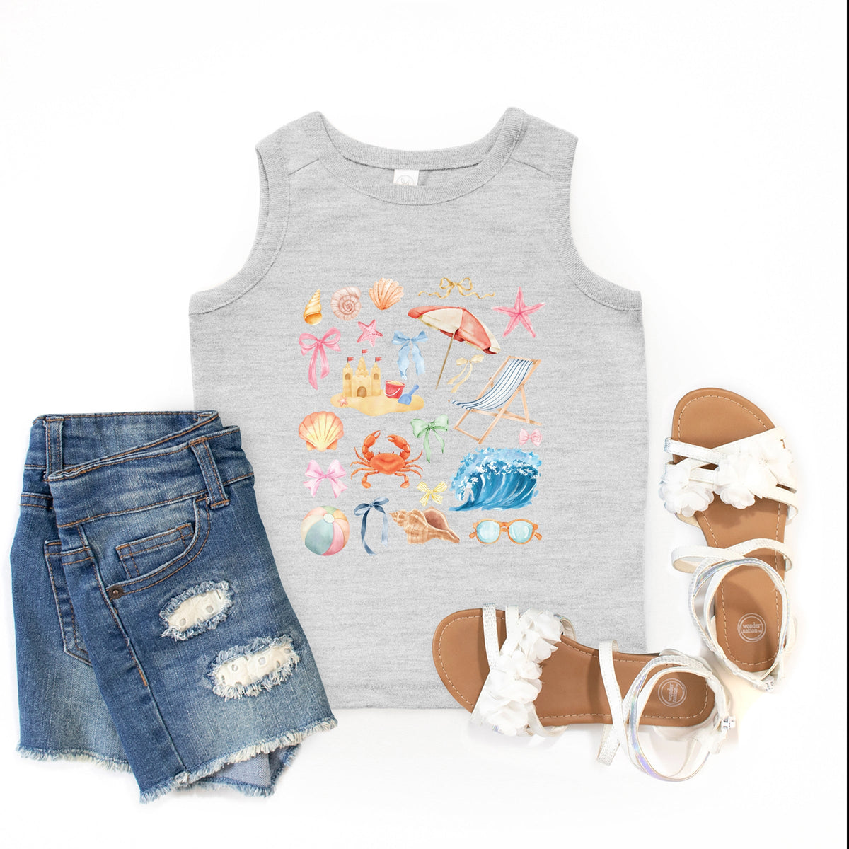 Beach Collage Watercolor - Youth Tank Top