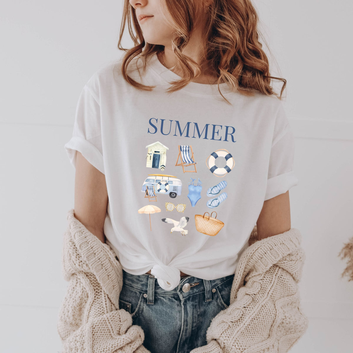 Summer Blue Collage - Youth Short Sleeve Graphic T-Shirt