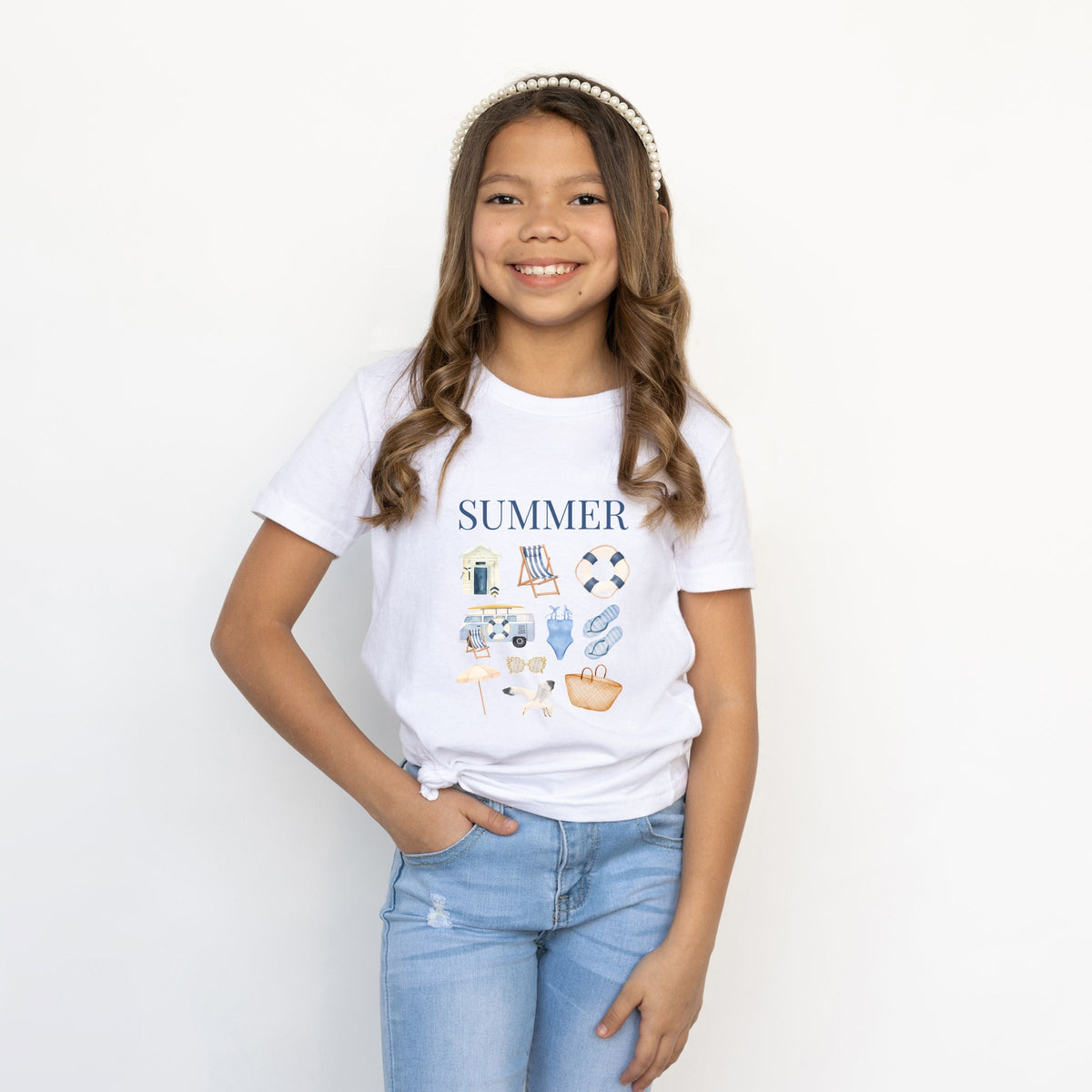 Summer Blue Collage - Youth Short Sleeve Graphic T-Shirt