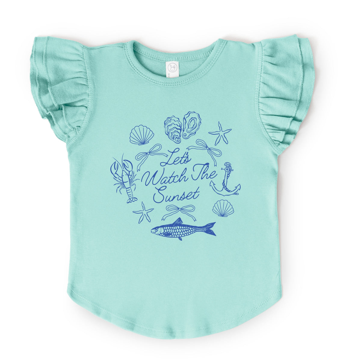 Let's Watch The Sunset Nautical - Flutter Sleeve Graphic T-Shirt