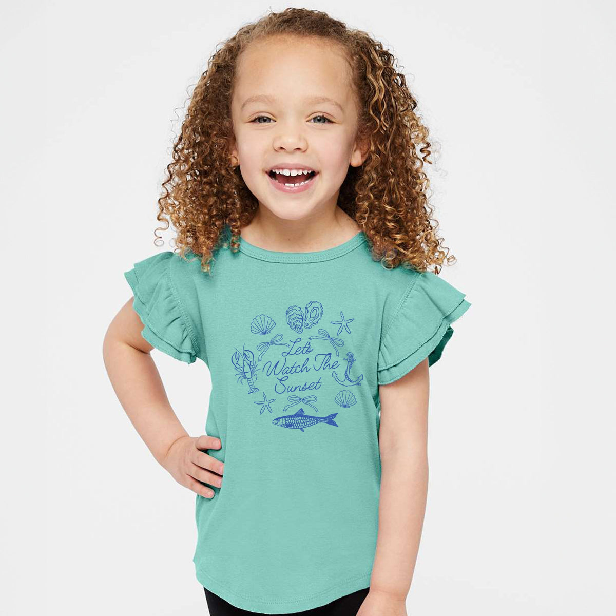 Let's Watch The Sunset Nautical - Flutter Sleeve Graphic T-Shirt