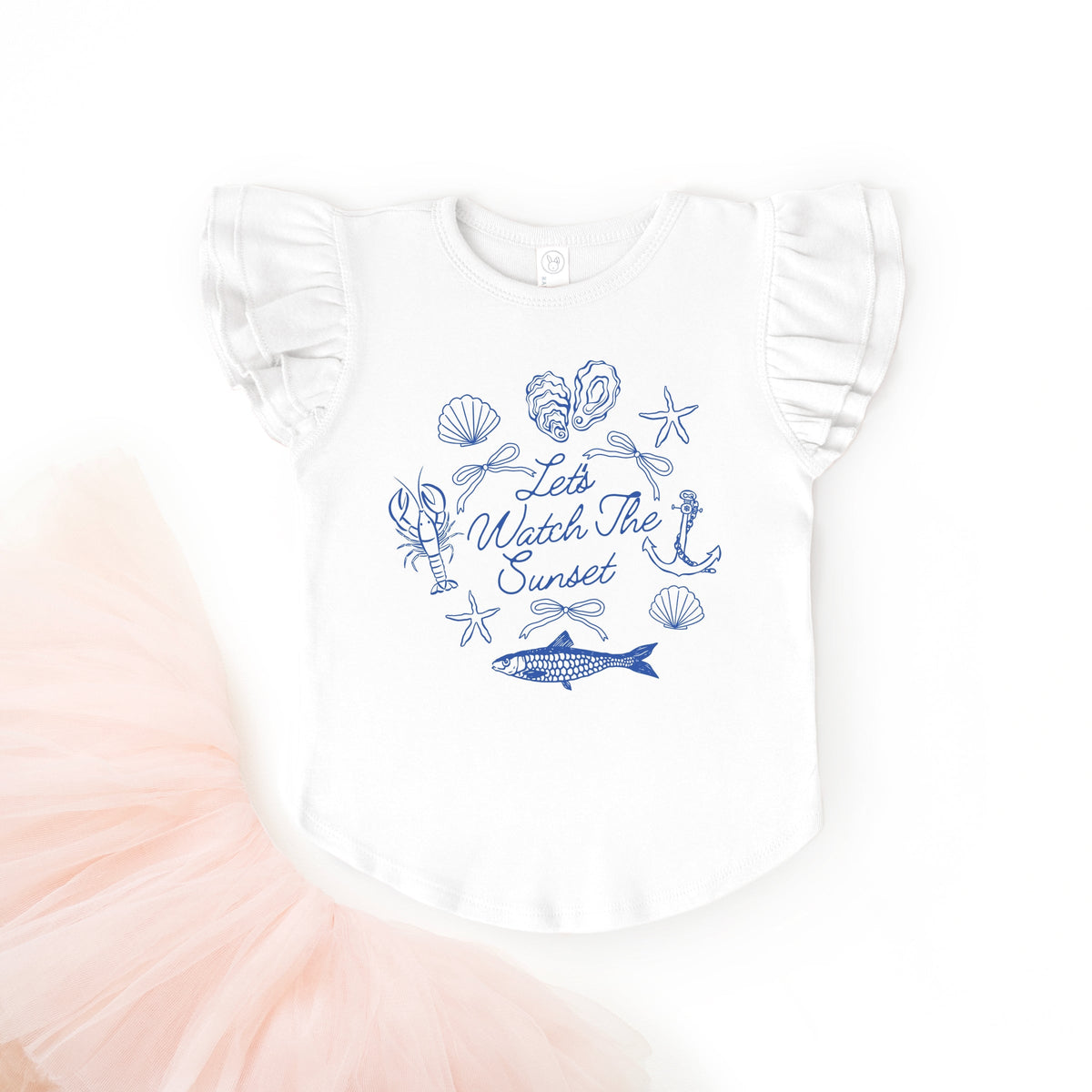 Let's Watch The Sunset Nautical - Flutter Sleeve Graphic T-Shirt
