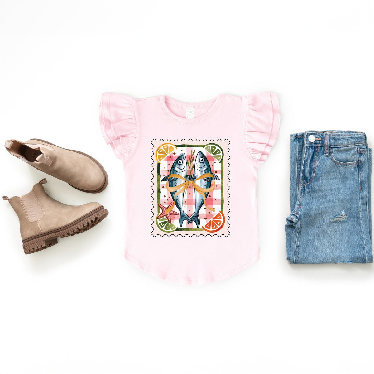 Sardines Stamp - Flutter Sleeve Graphic T-Shirt