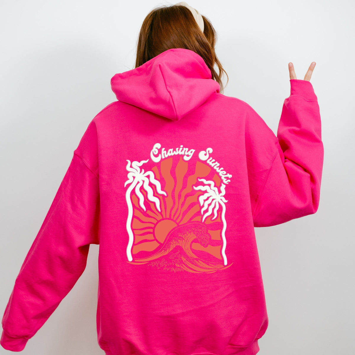 Chasing Sunsets Groovy Puff Print - Women's Graphic Hoodie