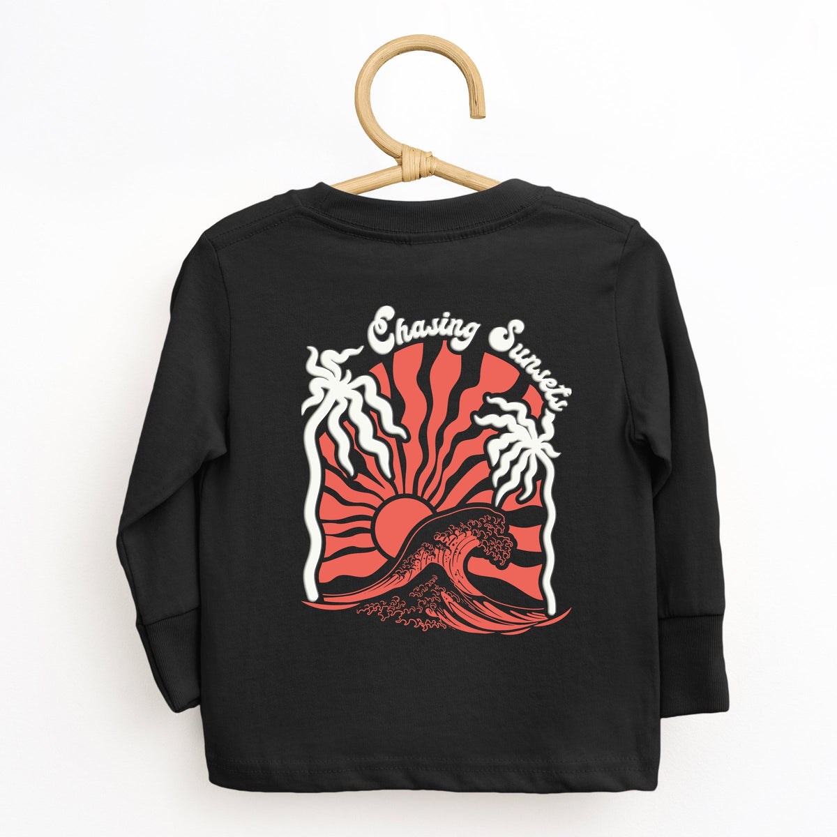 Chasing Sunsets Groovy Puff Print - Toddler Long Sleeve Graphic Tee