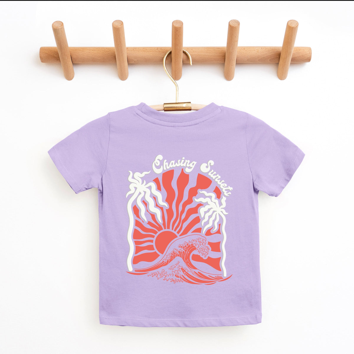Chasing Sunsets Groovy Puff Print - Youth Short Sleeve Graphic T-Shirt
