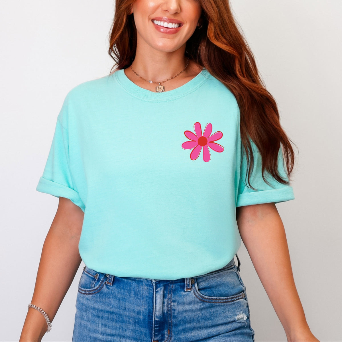 Happy Vibes Flower - Women's Garment Dyed Graphic T-Shirt