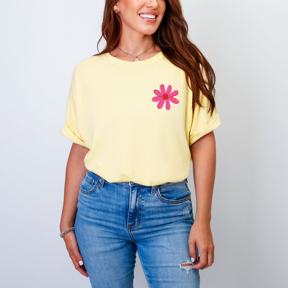 Happy Vibes Flower - Women's Garment Dyed Graphic T-Shirt
