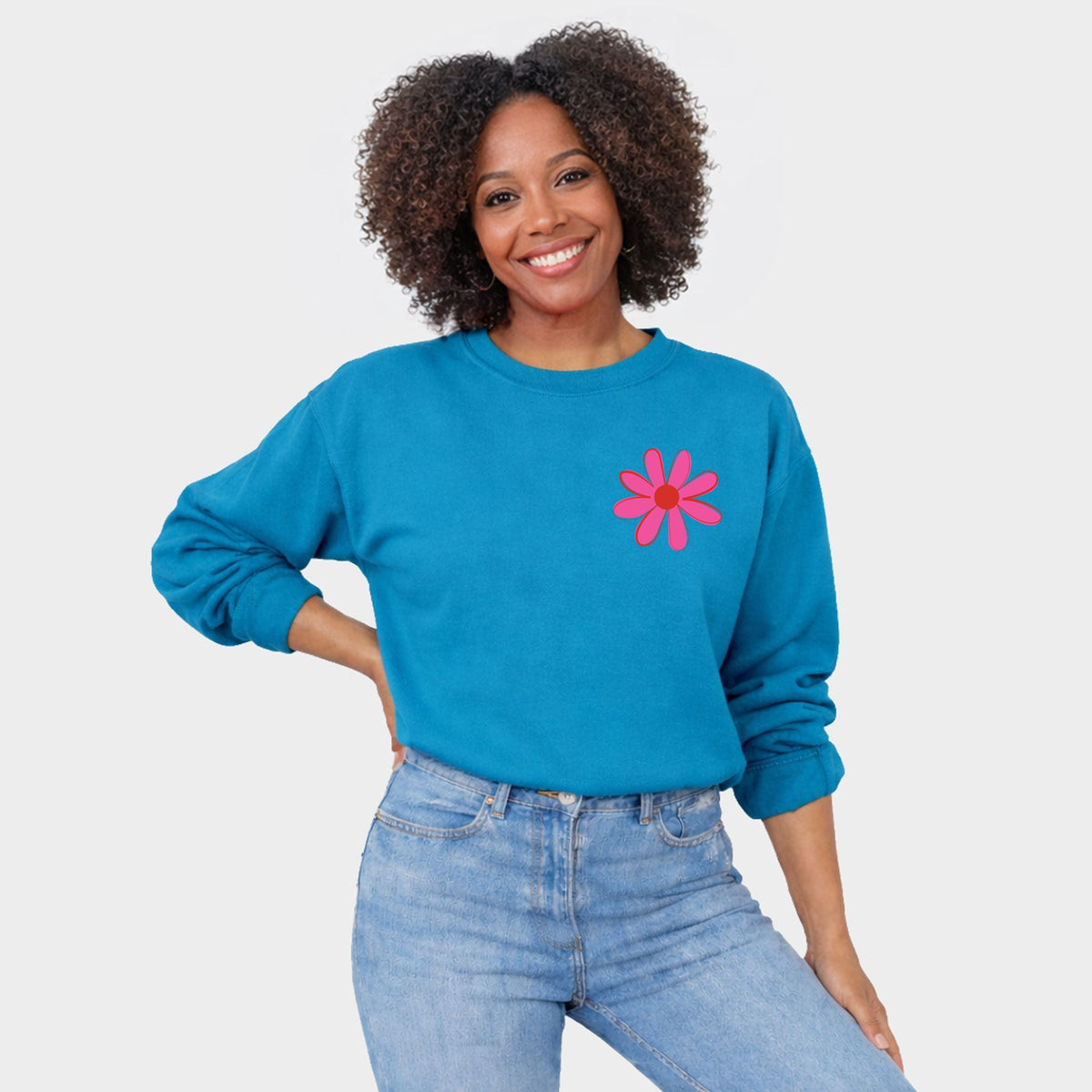 Happy Vibes Flower - Women's Graphic Sweatshirt