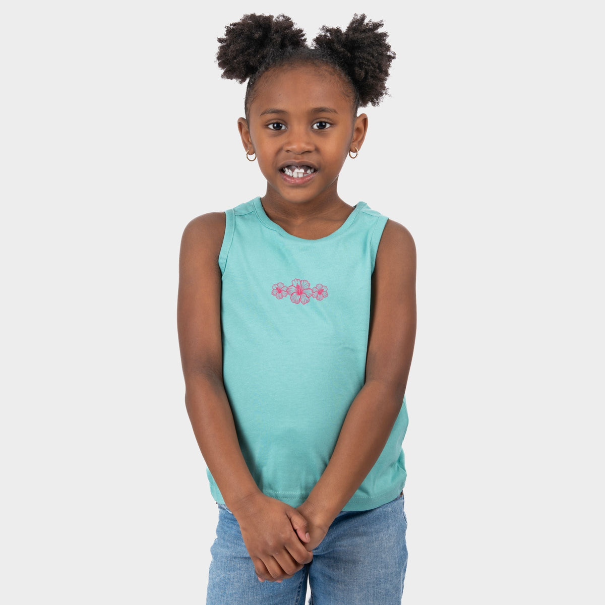 Hibiscus Row Pink - Youth Tank Top