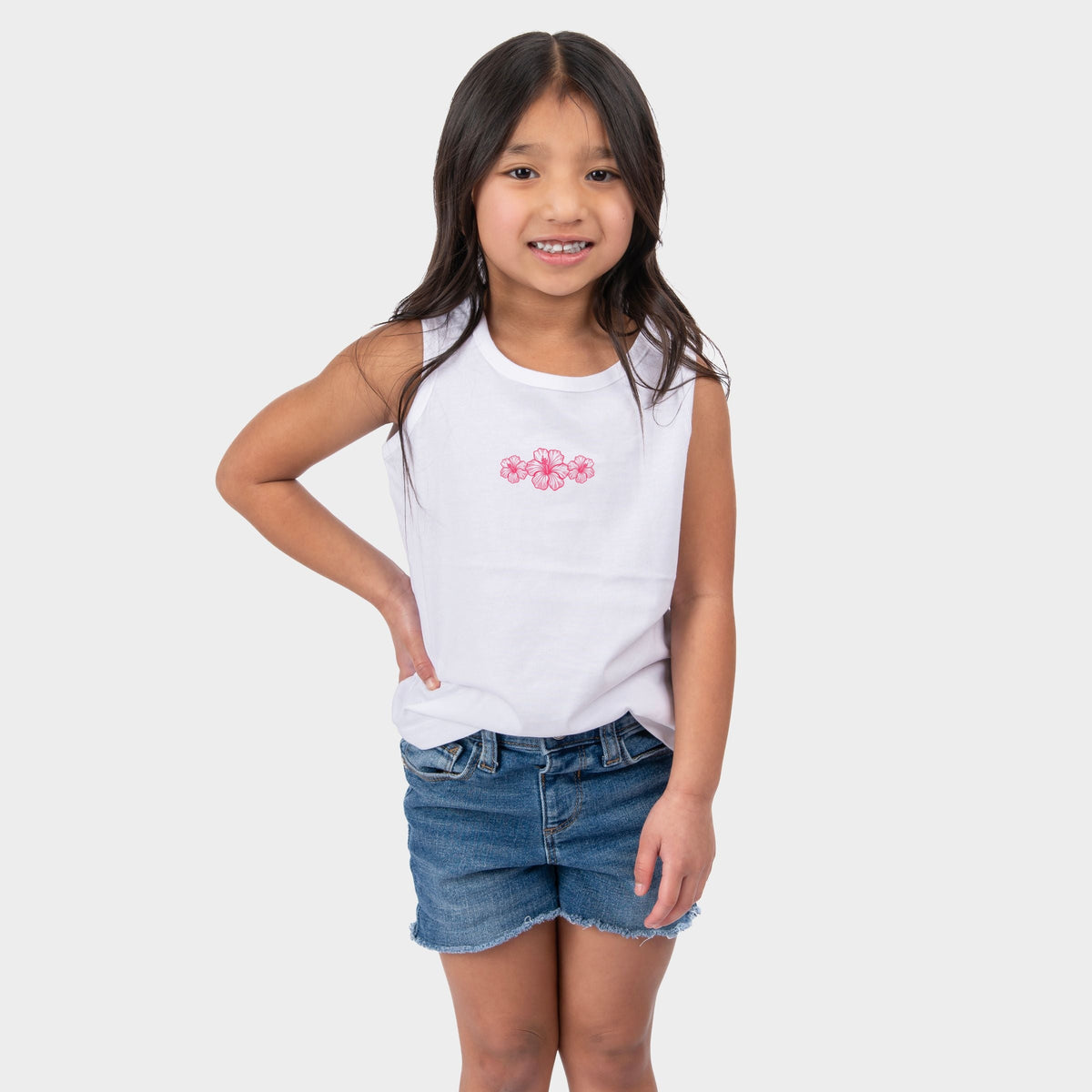 Hibiscus Row Pink - Youth Tank Top