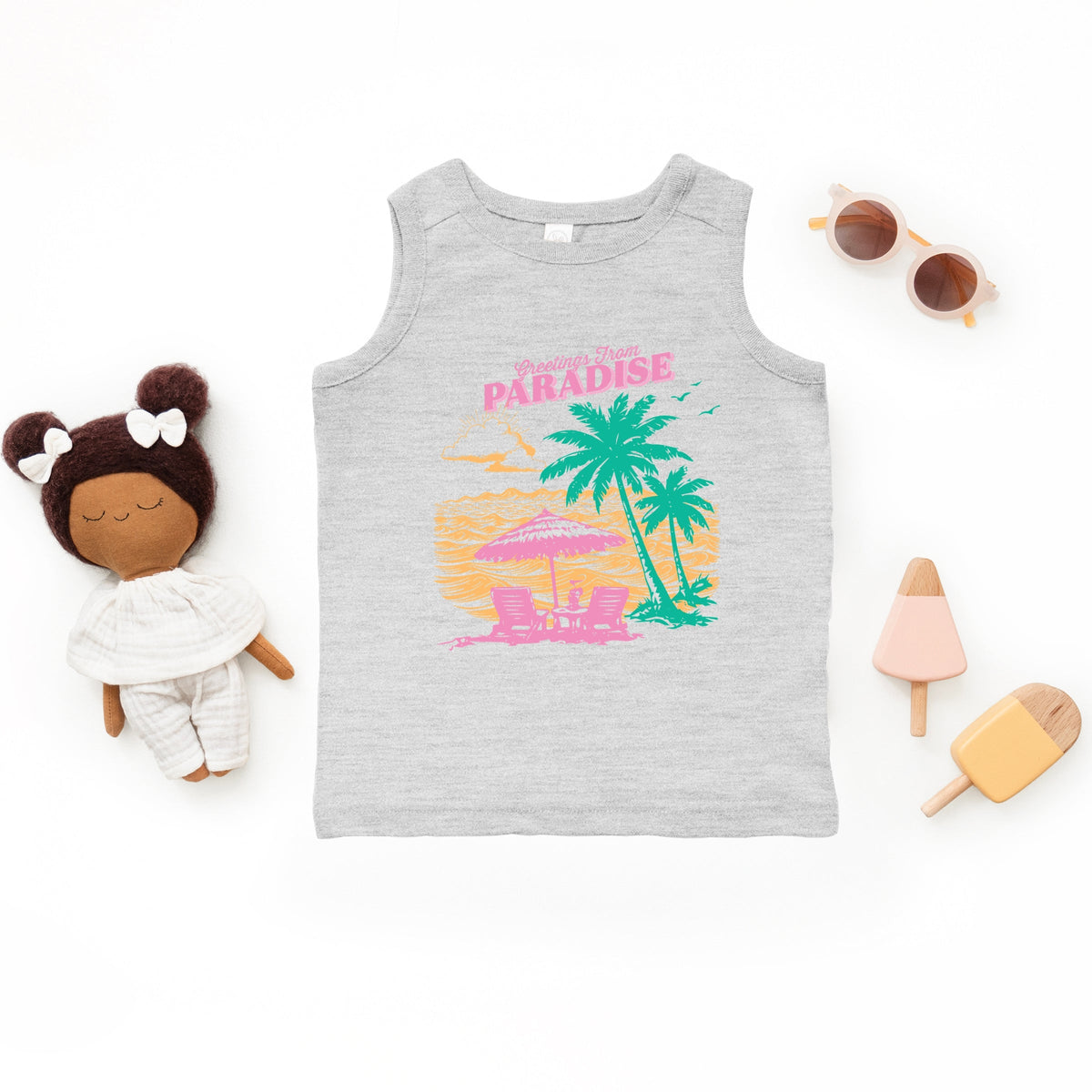Greetings From Paradise Palm Tree - Toddler Graphic Tank