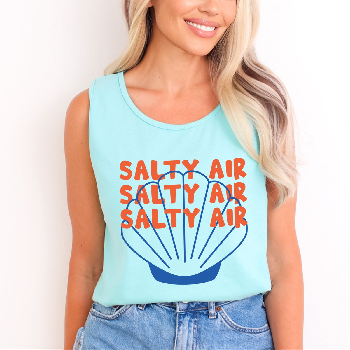 Salty Air Seashell - Women's Garment Dyed Graphic Tank Top