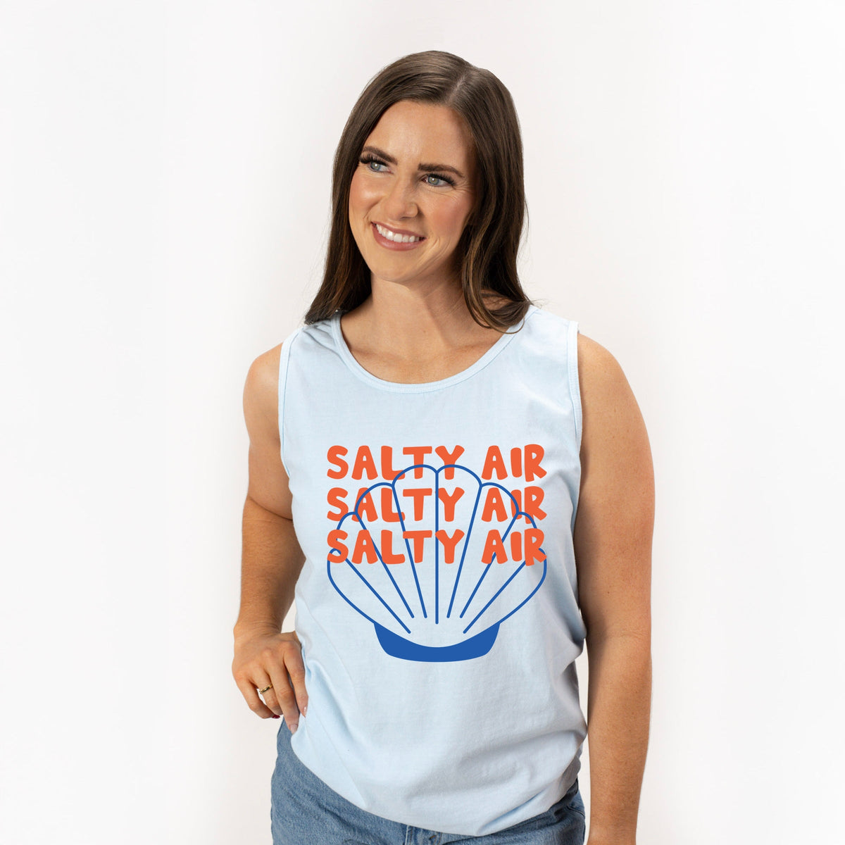 Salty Air Seashell - Women's Garment Dyed Graphic Tank Top