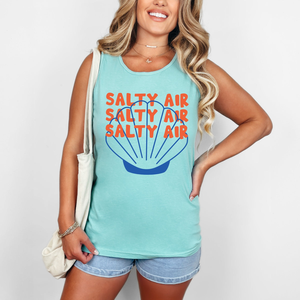 Salty Air Seashell - Women's Garment Dyed Graphic Tank Top