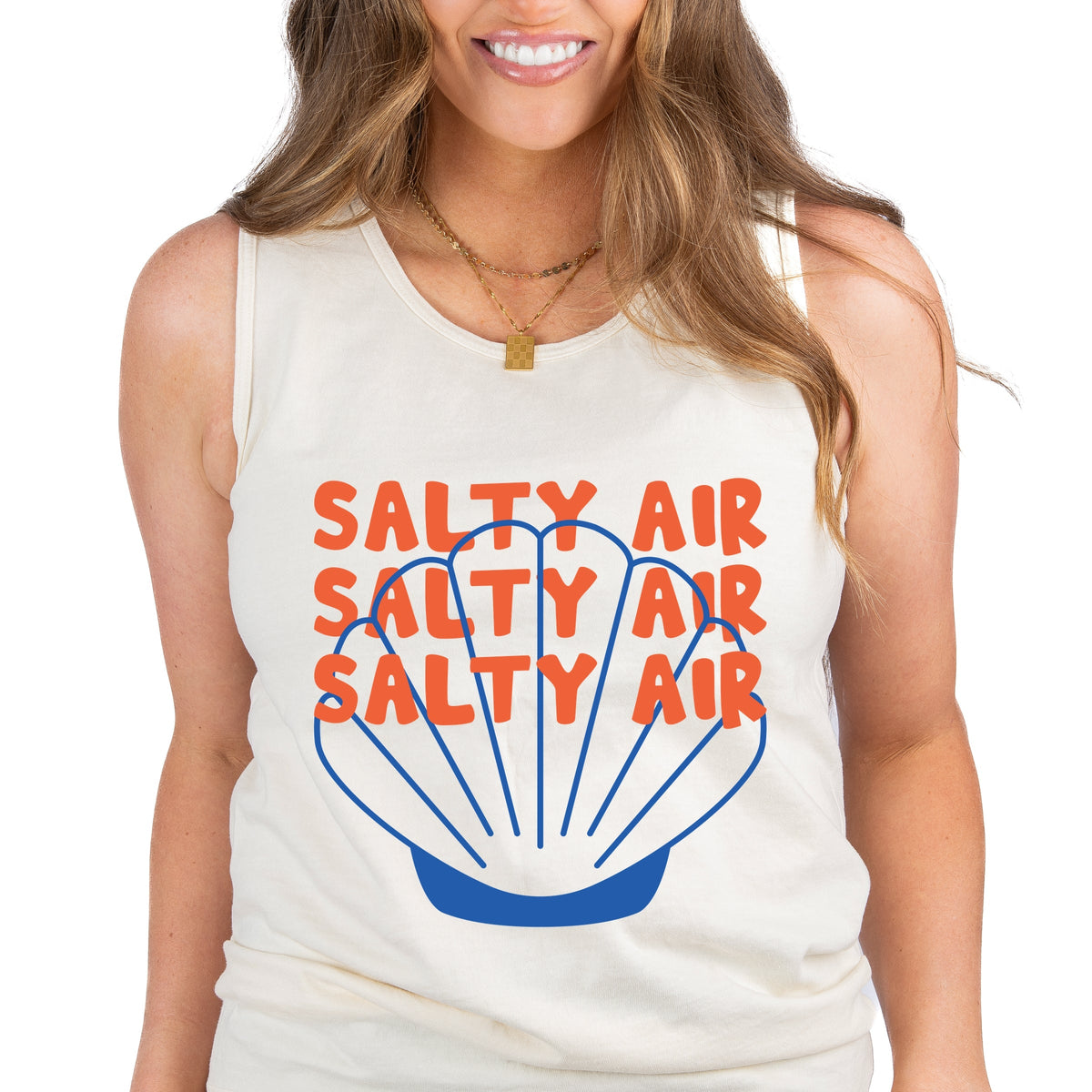 Salty Air Seashell - Women's Garment Dyed Graphic Tank Top