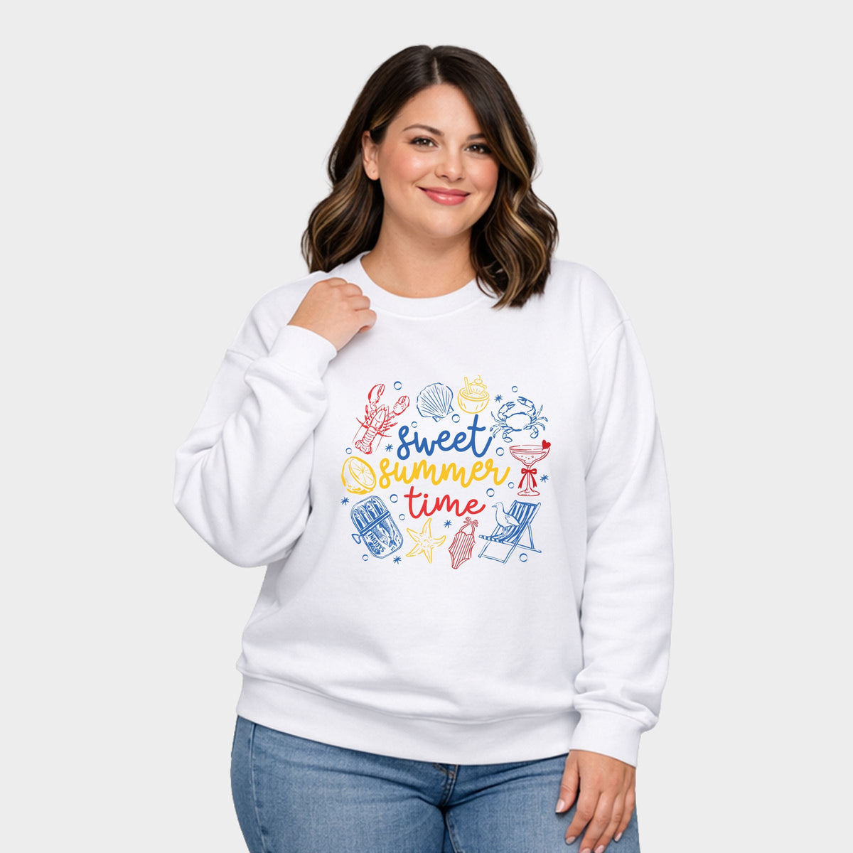 Sweet Summer Time Nautical - Women's Plus Sized Graphic Sweatshirt