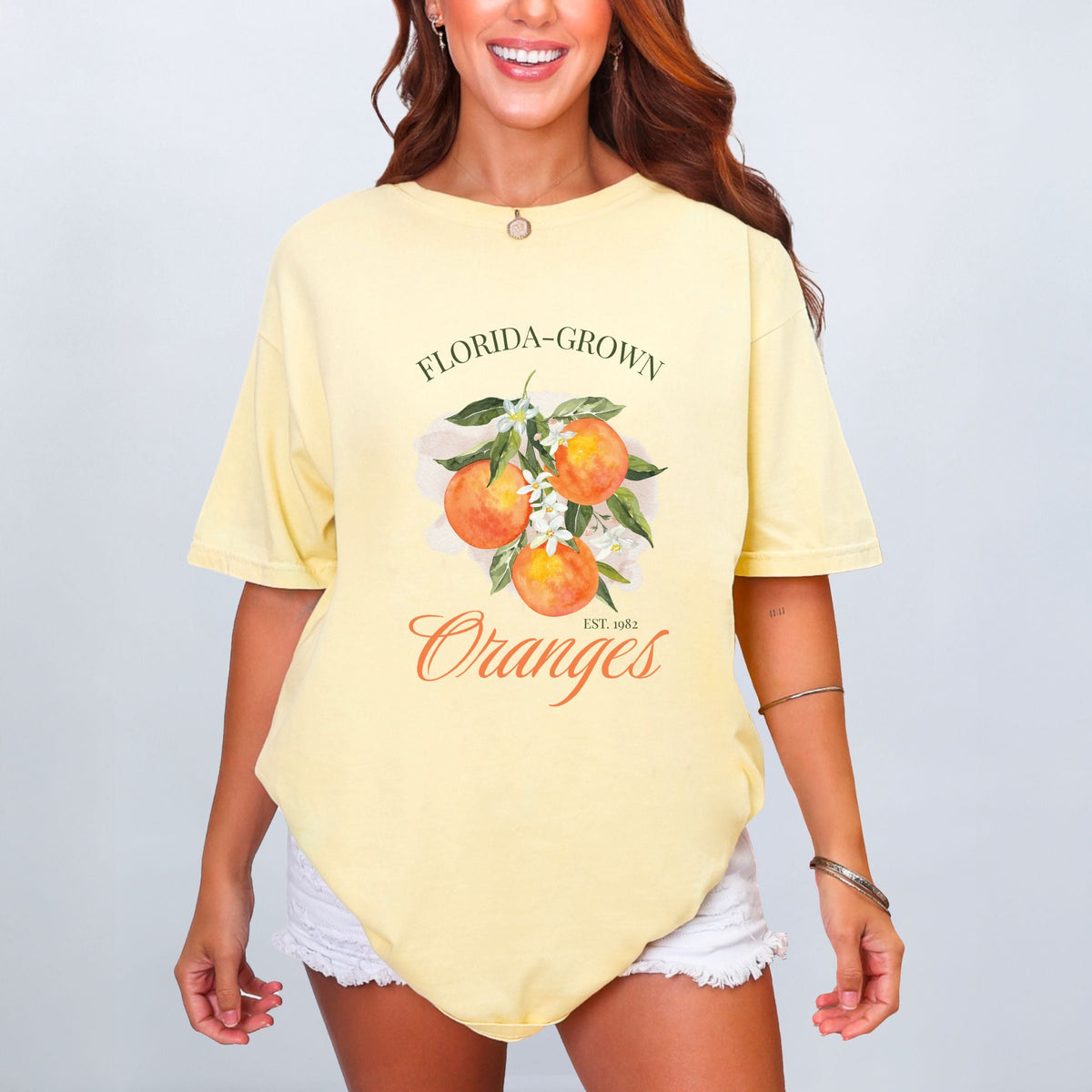 Florida Grown Oranges - Women's Garment Dyed Graphic T-Shirt